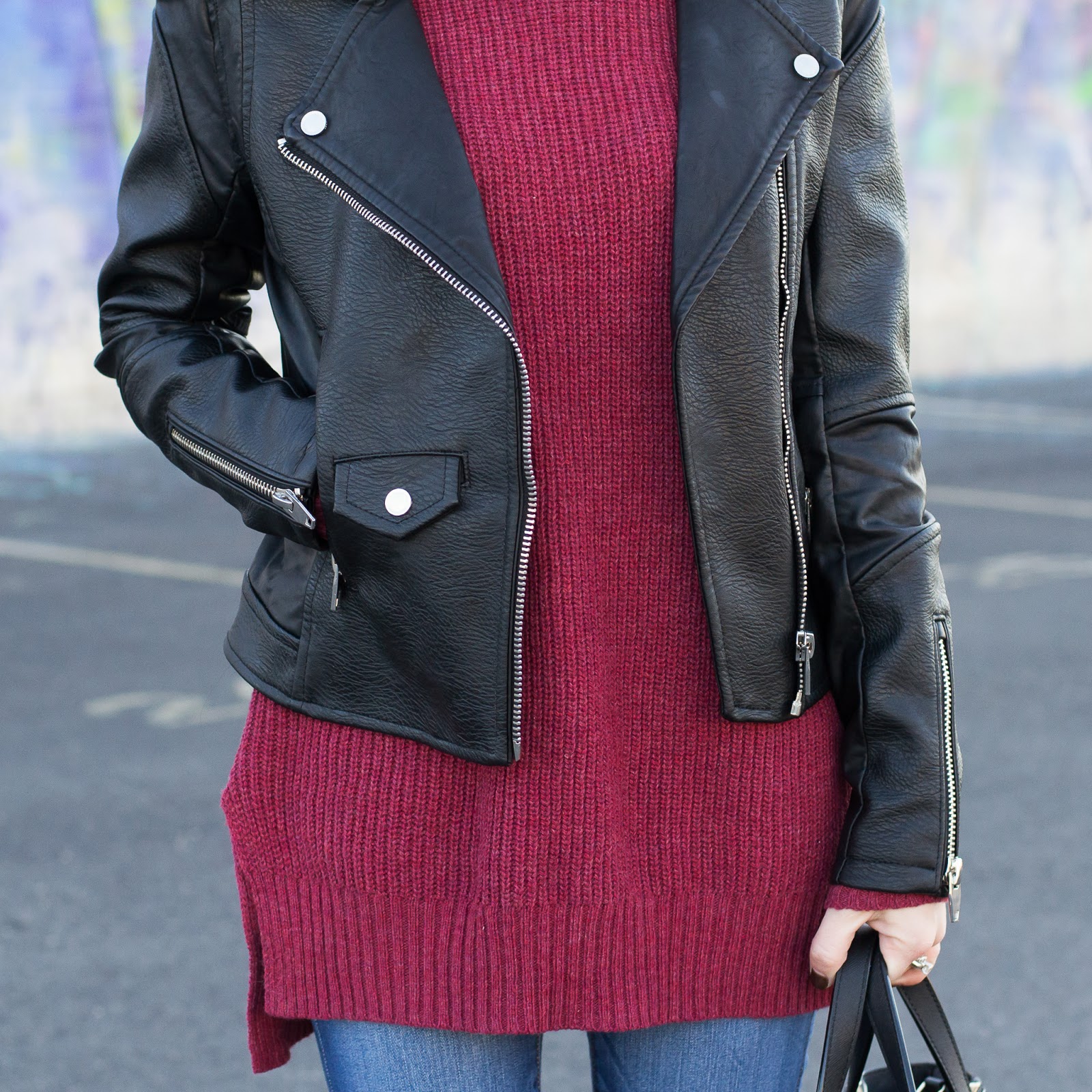 Why a faux leather jacket is a layering essential 