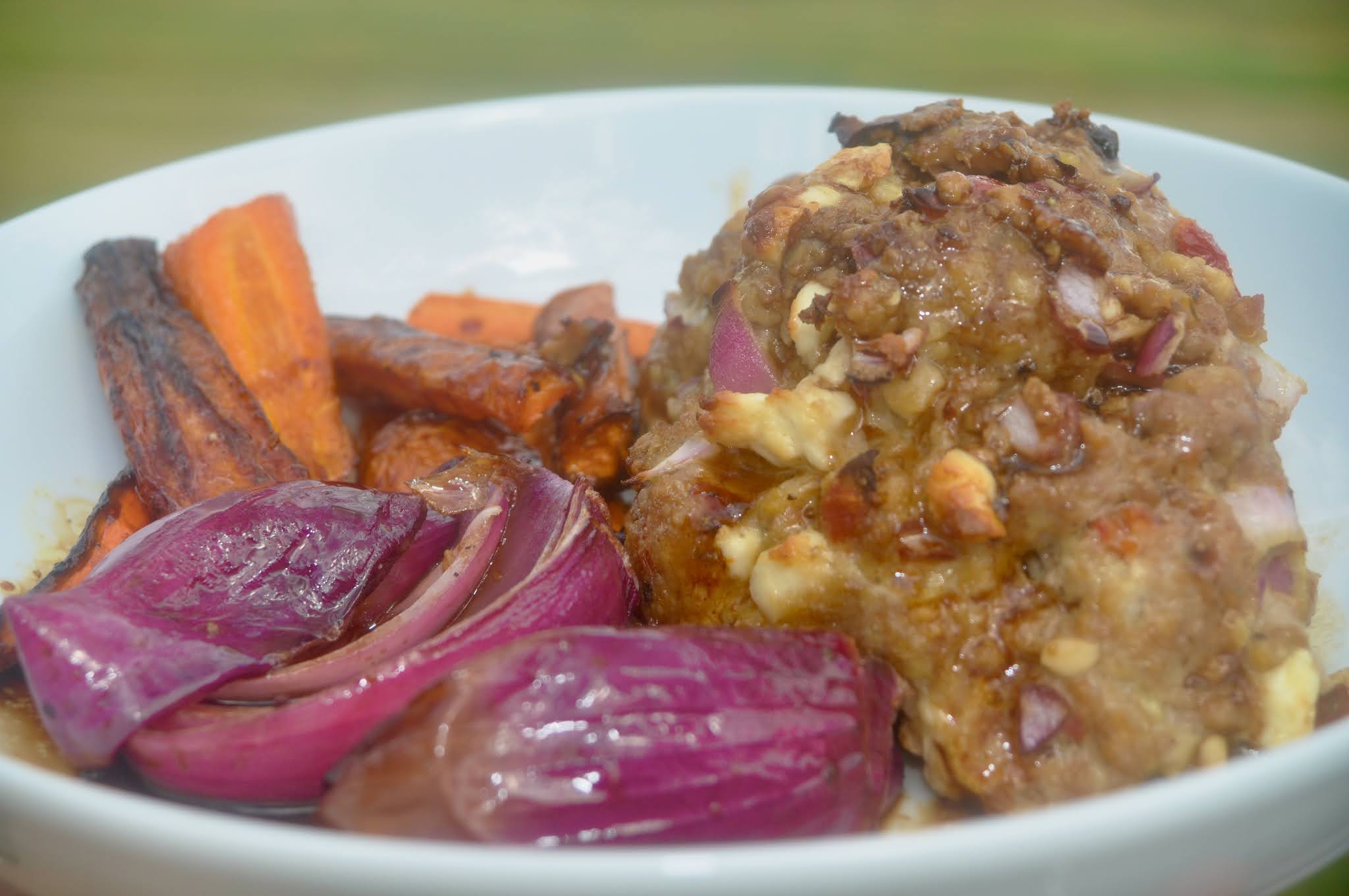 Feta and Sundried Tomato Meatloaf with Roasted Veggies