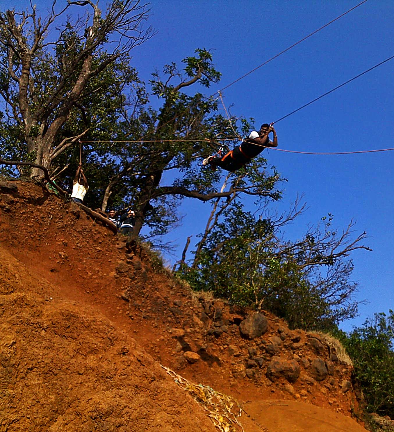 Stock Pictures Adventure Sports Valley crossing and wall climbing