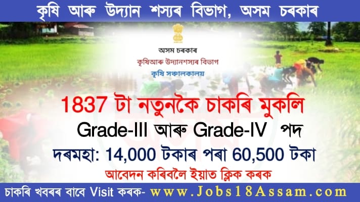 Agriculture Department Recruitment 2021 - Total 1837 Grade III And Grade IV Vacancy