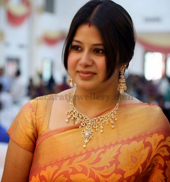 Sangeetha in Diamond Set and Jhumkas - Jewellery Designs