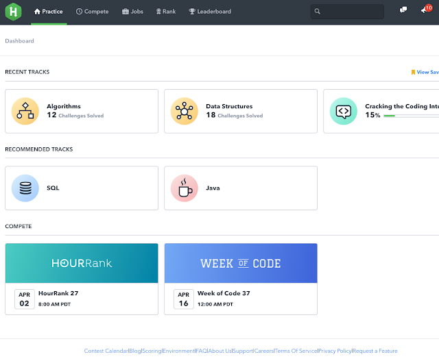 Hackerrank dashboard Hackerrank dashboard
