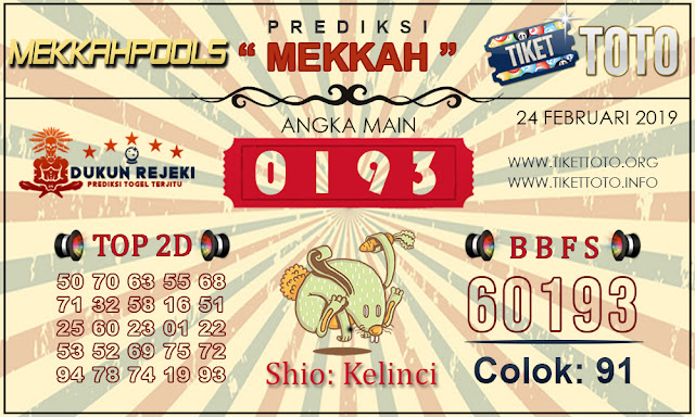 Prediksi Togel MEKKAH TIKETTOTO 24 FEBRUARI 2019