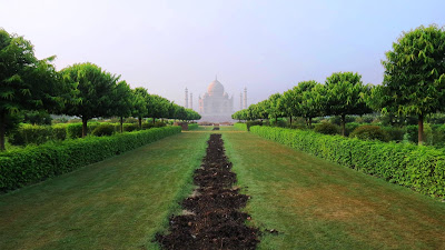 view of taj mahal from mehtab bagh, mehtab bagh agra images