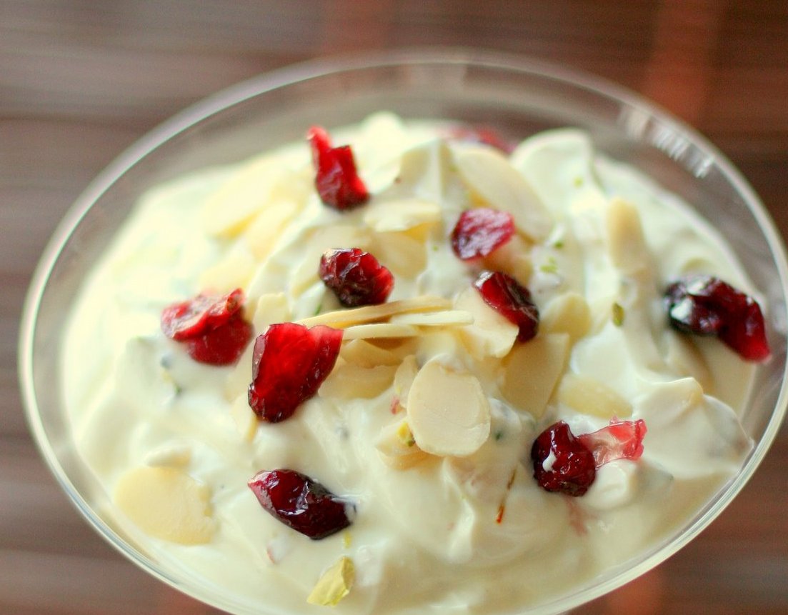 QlinArt Fruits and Nuts Yogurt Dessert with Saffron
