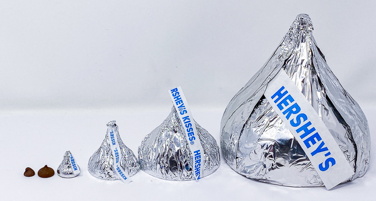Tales of the Flowers: Hershey's Kiss Size Comparison - How much bigger is a  Giant Hershey's Kiss?