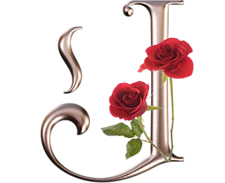 Abecedario Metalizado con Rosas Rojas. Metallic Alphabet with Red Roses.