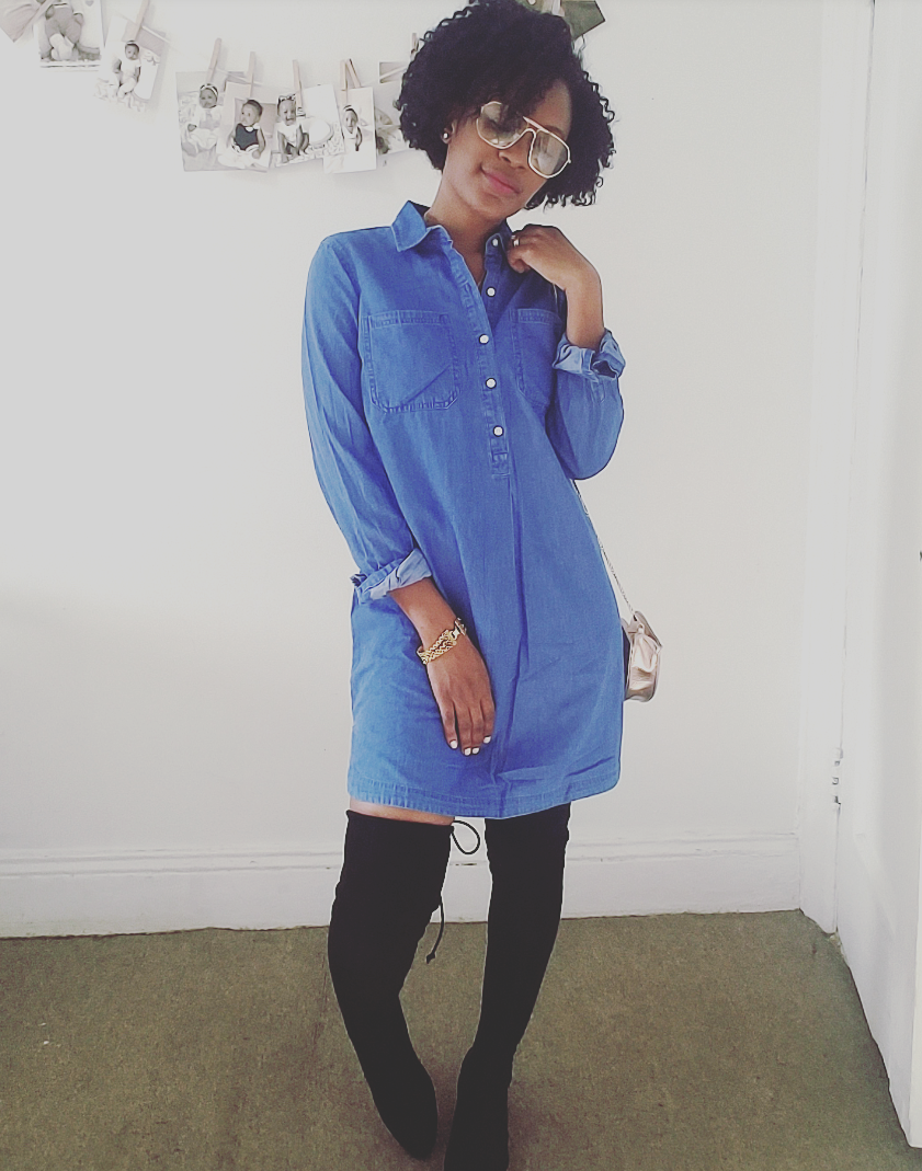 denim shirt dress outfit ideas