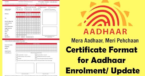Uidai Standard Certificate Format For Aadhaar Enrolment/ Update