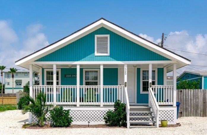 10 pictures of sky blue colour house outside