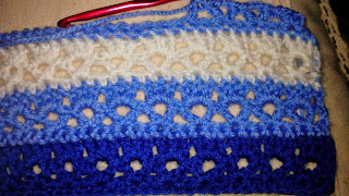 Stripey Lace crochet blanket. 