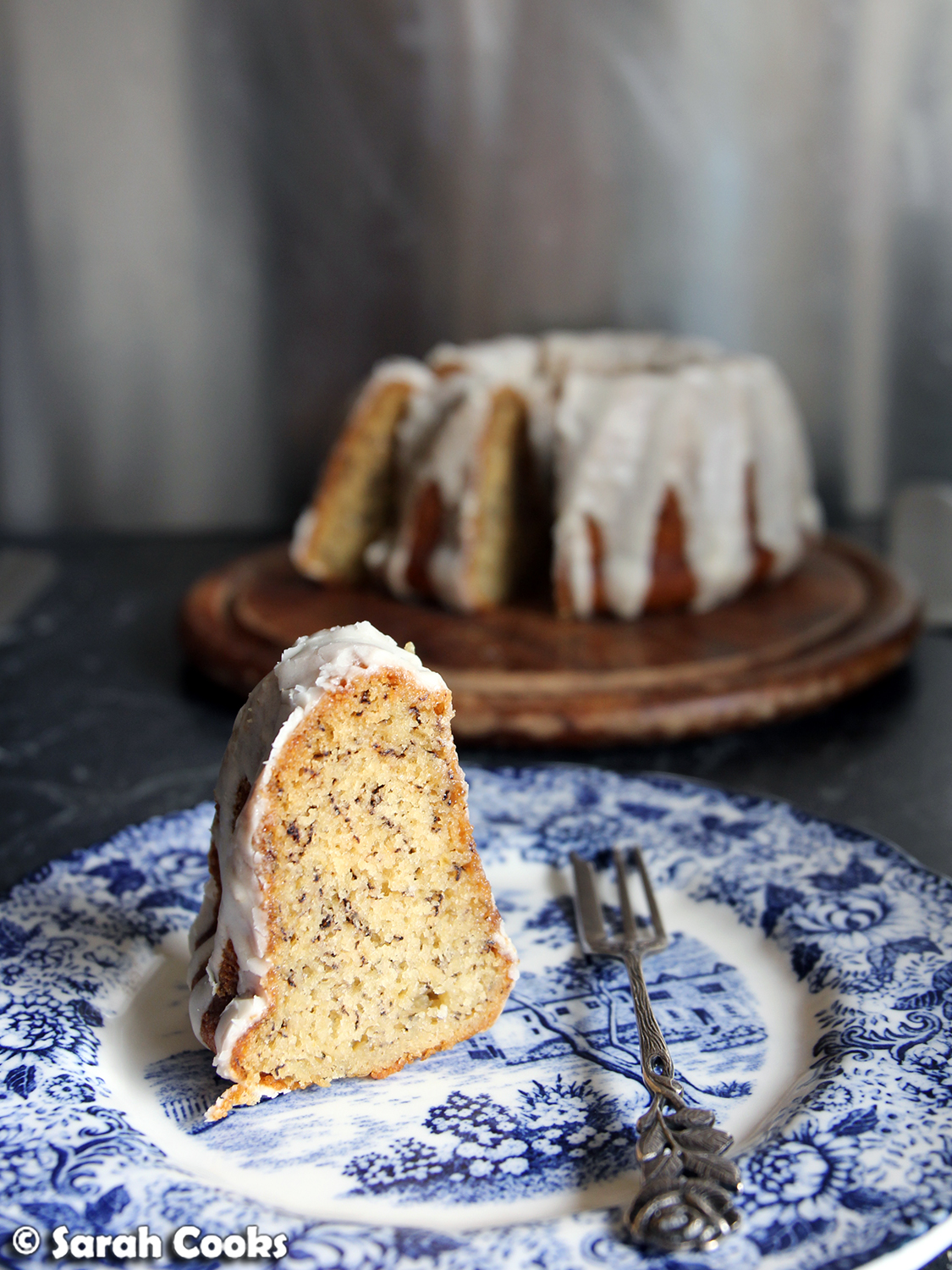 Sarah Cooks Baby Banana Bundt Cake with Sour Cream Glaze