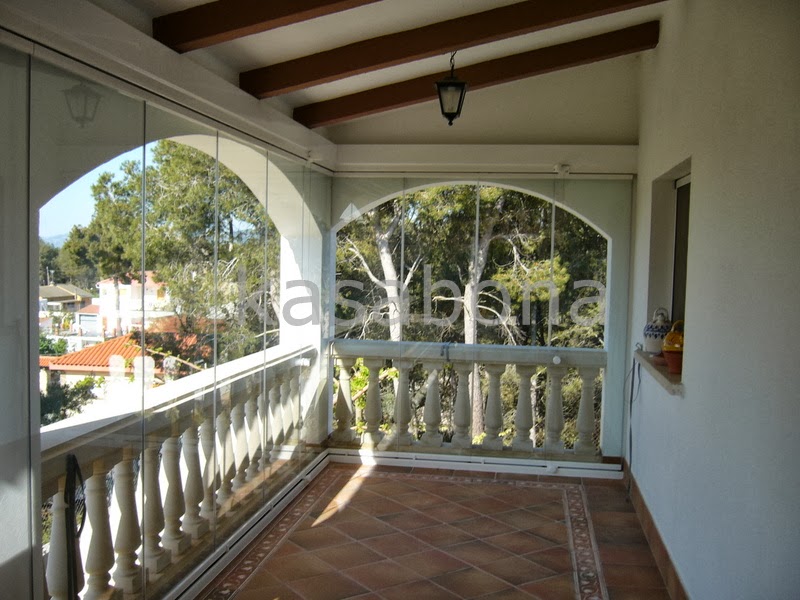 KASABONA Cortinas de cristal en porche con arcos