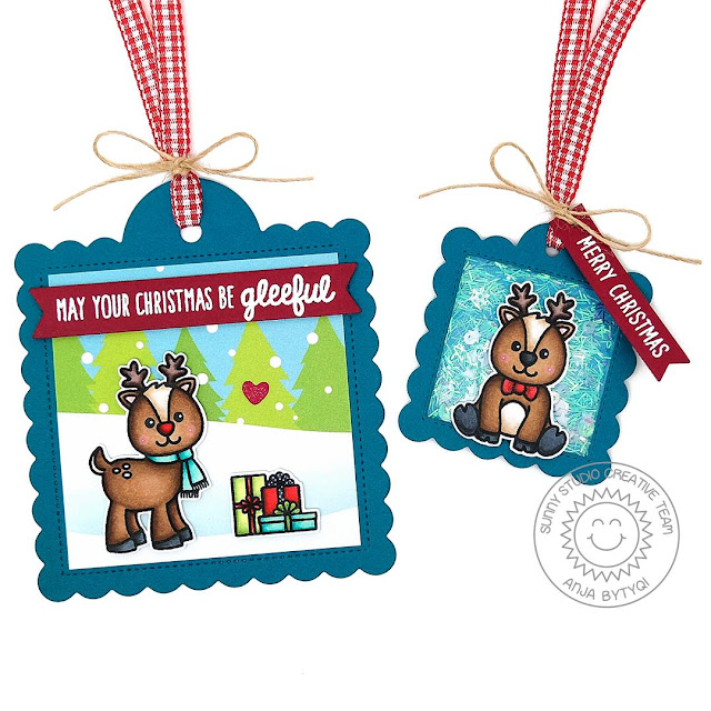 Sunny Studio Stamps: Scalloped Tag Dies Gleeful Reindeer Holiday Tag by Anja Bytyqi Sunny Studio Stamps: Scalloped Tag Dies Gleeful Reindeer Holiday Tag by Anja Bytyqi