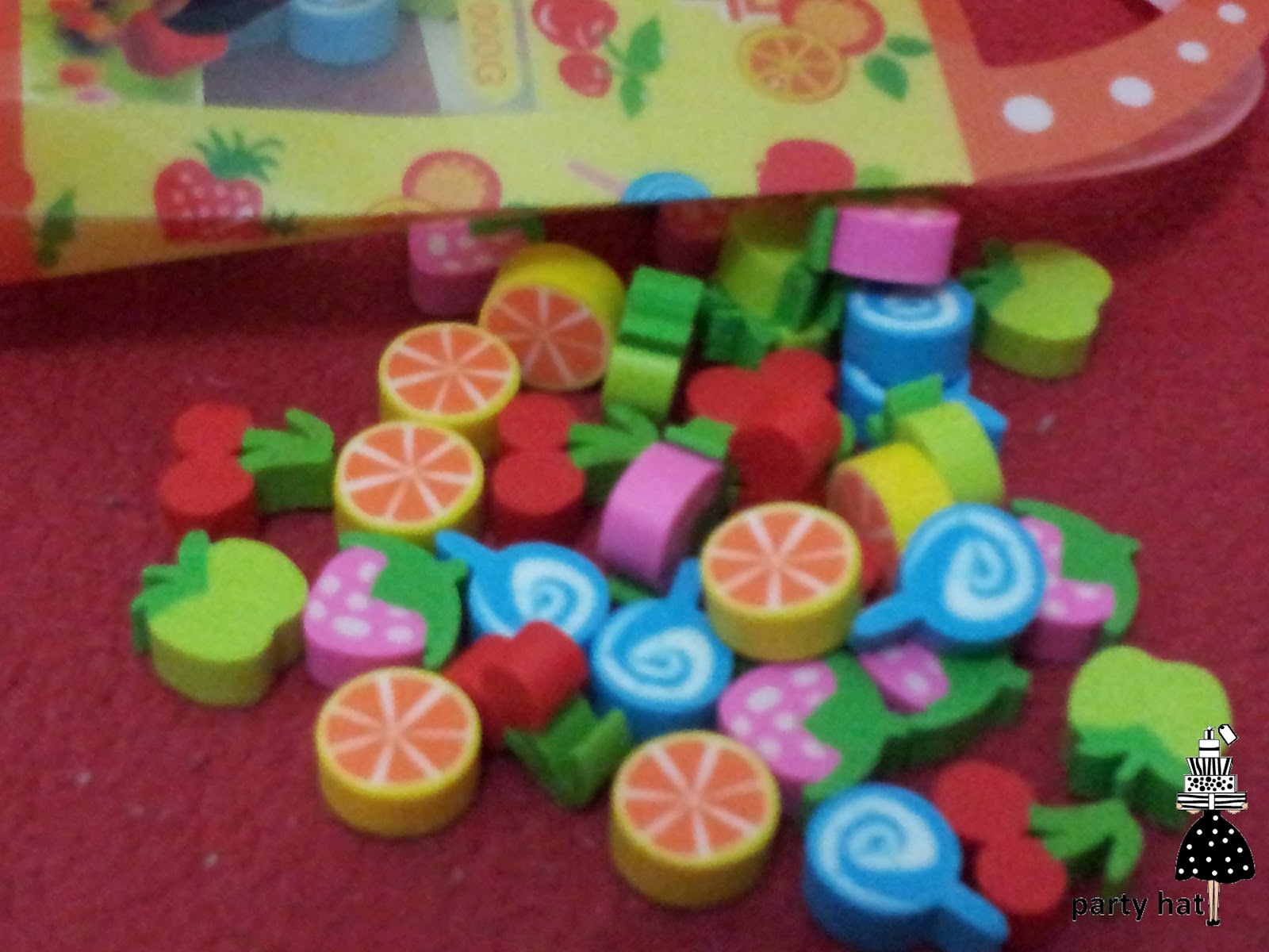 Party Hat Mini Fruits Erasers (Set A)