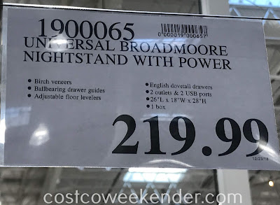 Deal for the Universal Broadmoore Furniture Nightstand with Power at Costco