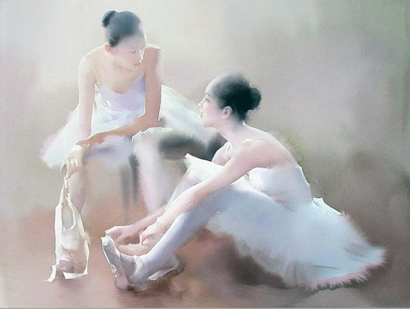 Liu Yi 1958 | Chinese Figurative Watercolour painter | The Ballet dancer