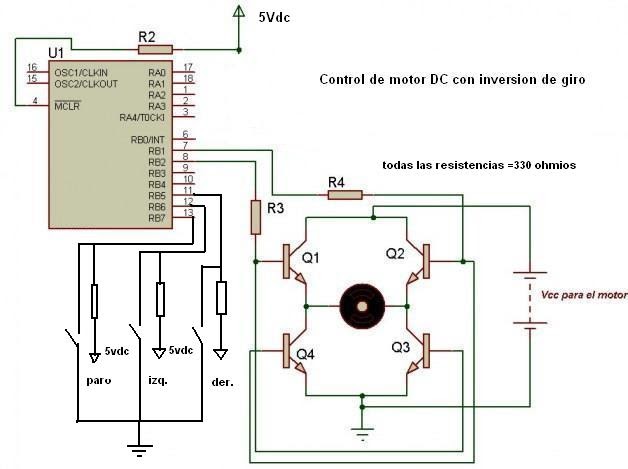 PICBASIC y MICROCONTROLADORES: INVERSION GIRO DE MOTOR dc