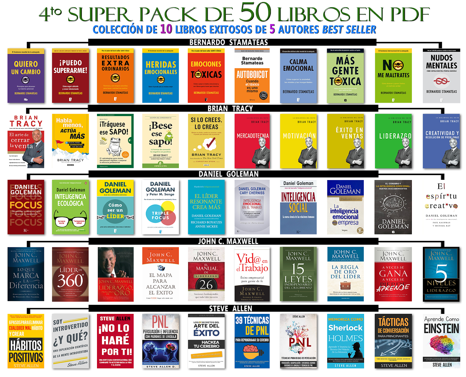 4to SUPER PACK DE LIBROS COLEECCION DE 10 LIBROS y 5 AUTORES Libros