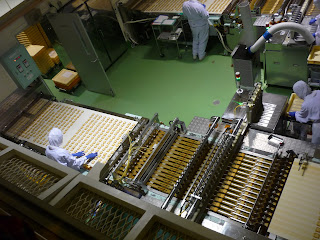 Factory floor at the Shiroi Koibito Park showing the joining buiscut and quality control processes