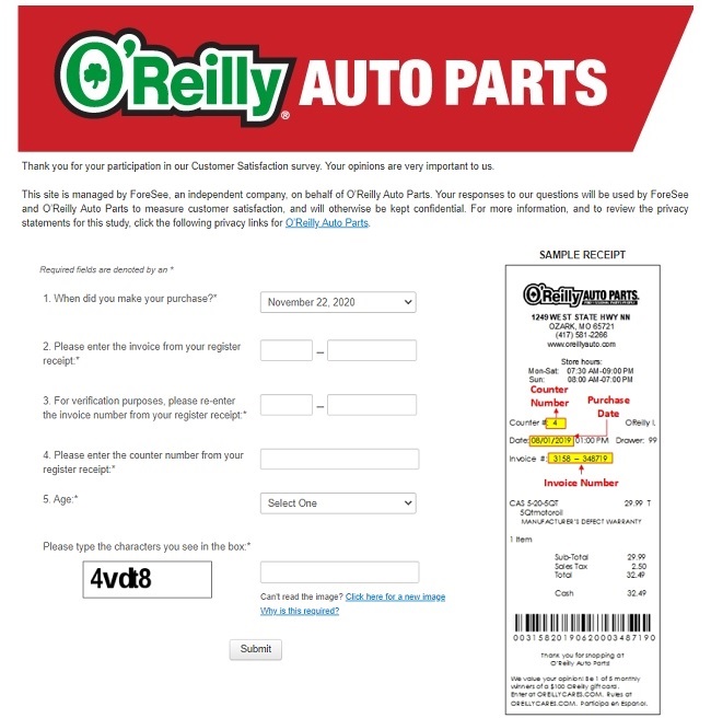  o'reilly auto survey