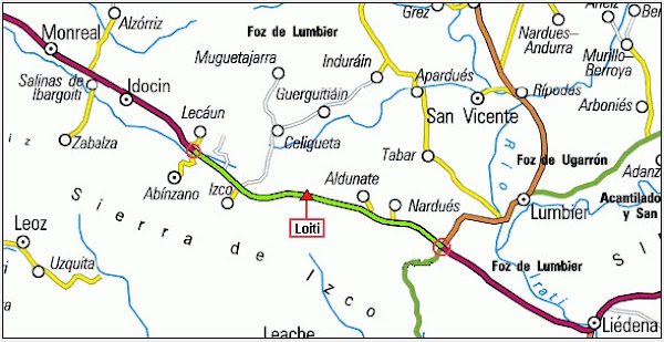 Mapa del recorrido Lumbier-Monreal