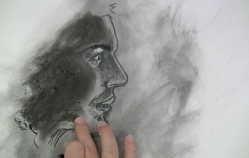 Whāea Rowena Visual Arts HHS Level one charcoal drawing