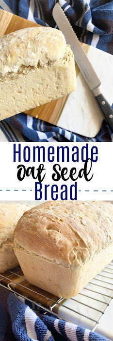 Homemade Oat Seed Bread....delicious homemade bread using simple ingredients (all-purpose flour!) with added texture of oats and seeds. Perfect to eat as is, with butter and jam, as French Toast or grilled cheese. Yummy homemade bread! homemade oat seed bread #sweetsavoryeats
