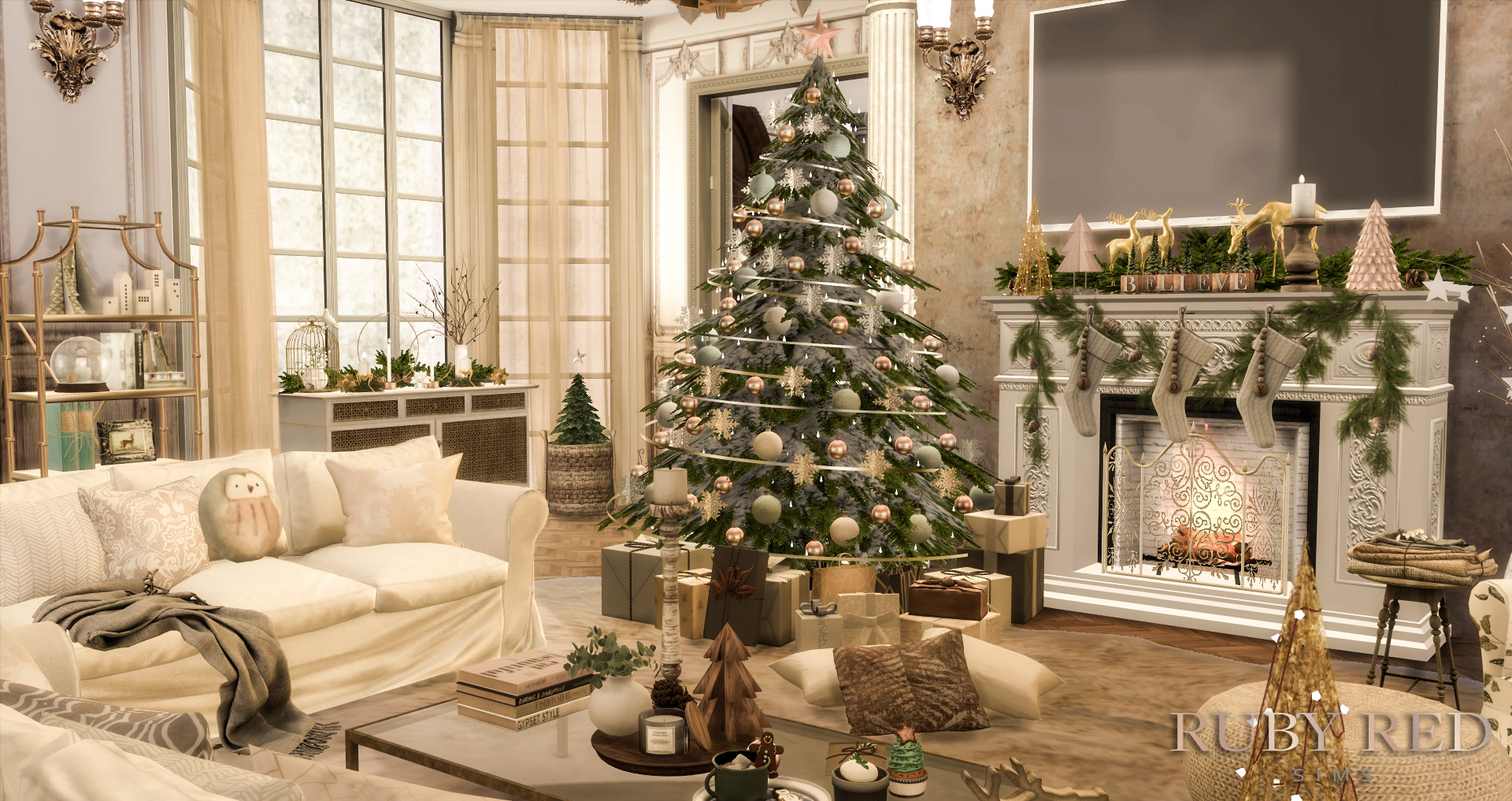 December Sims 4 Snowy Christmas 聖誕鄉村屋 [FREE] [Ruby Red Sims]