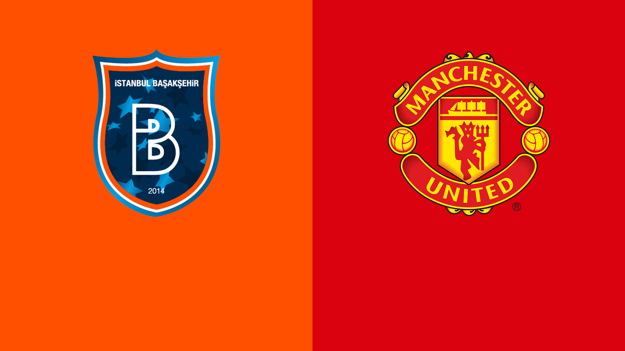 The date of the Manchester United match against Istanbul, Basaksehir, and the broadcast channels in the Champions League