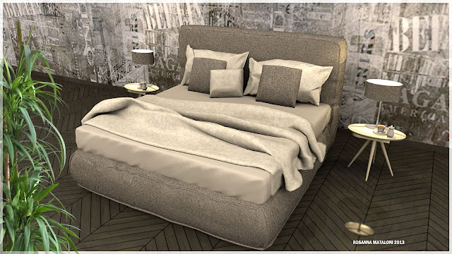 modern double bed blueprint past times Rosanna Mataloni SKETCHUP 3D MODEL DOUBLE BED #6