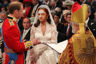 Fotomontaje del príncipe Guillermo y el cantante Rosendo ante el altar