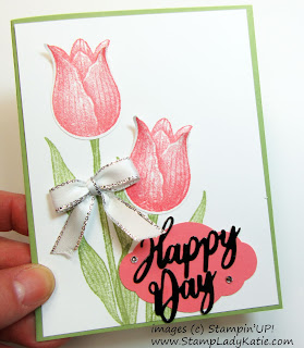Card made with Stampin'UP!'s Timeless Tulips stampe set and punch and Word Wishes Dies