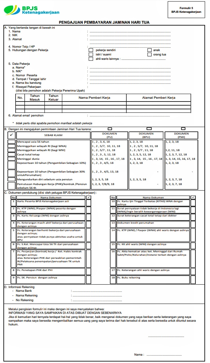 Download Formulir 1a Pu Bpjs Ketenagakerjaan Excel