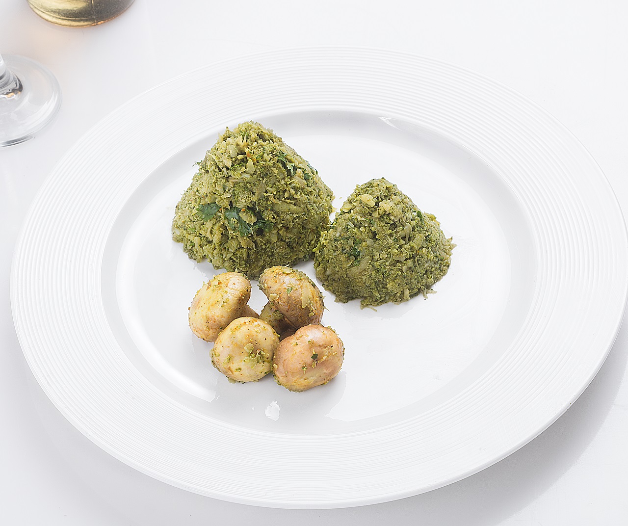 Arroz verde de brócoli con alcachofas