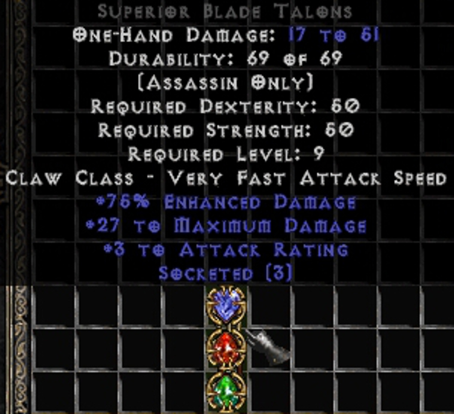 Best cRPGs BLADE TALONS, Perfect Superior, Diablo 2 Resurrected