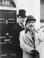 Jeremy Brett and David Burke as Sherlock Holmes and Dr Watson at 221 B Baker Street in the Granada Adaptation Jeremy Brett and David Burke as Sherlock Holmes and Dr Watson at 221 B Baker Street in the Granada Adaptation
