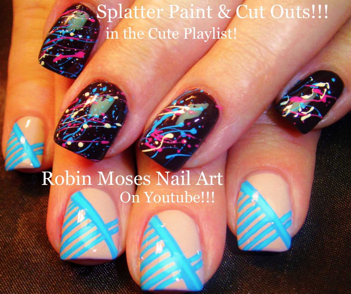 Nail Art by Robin Moses Color Dripping Nail Design! "splatterpaint