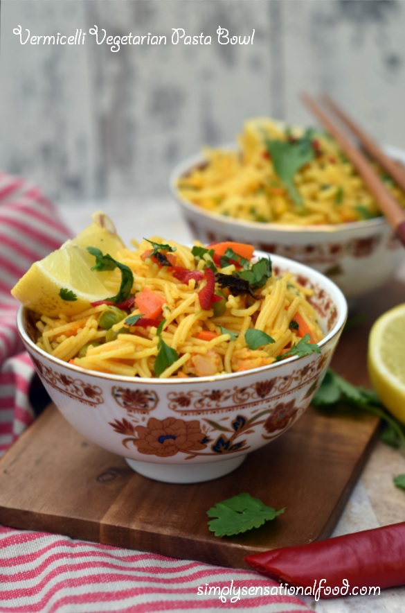 Vegetarian Vermicelli -Fideo Pasta bowl. | simply.food