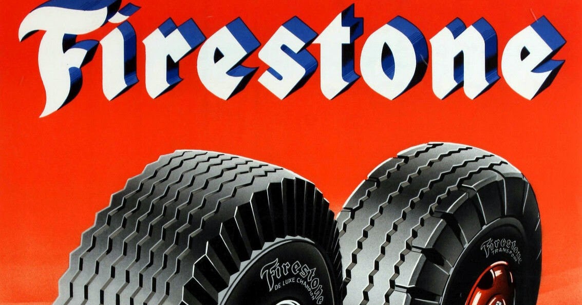 transpress nz circa 1950 Firestone tires poster