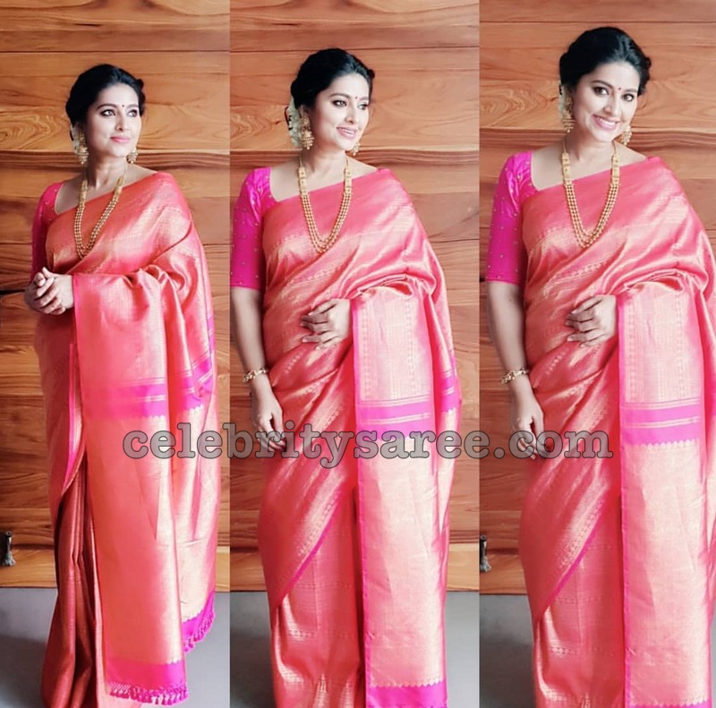 Aggregate 99+ pink pattu saree latest