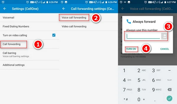 call forward settings in android