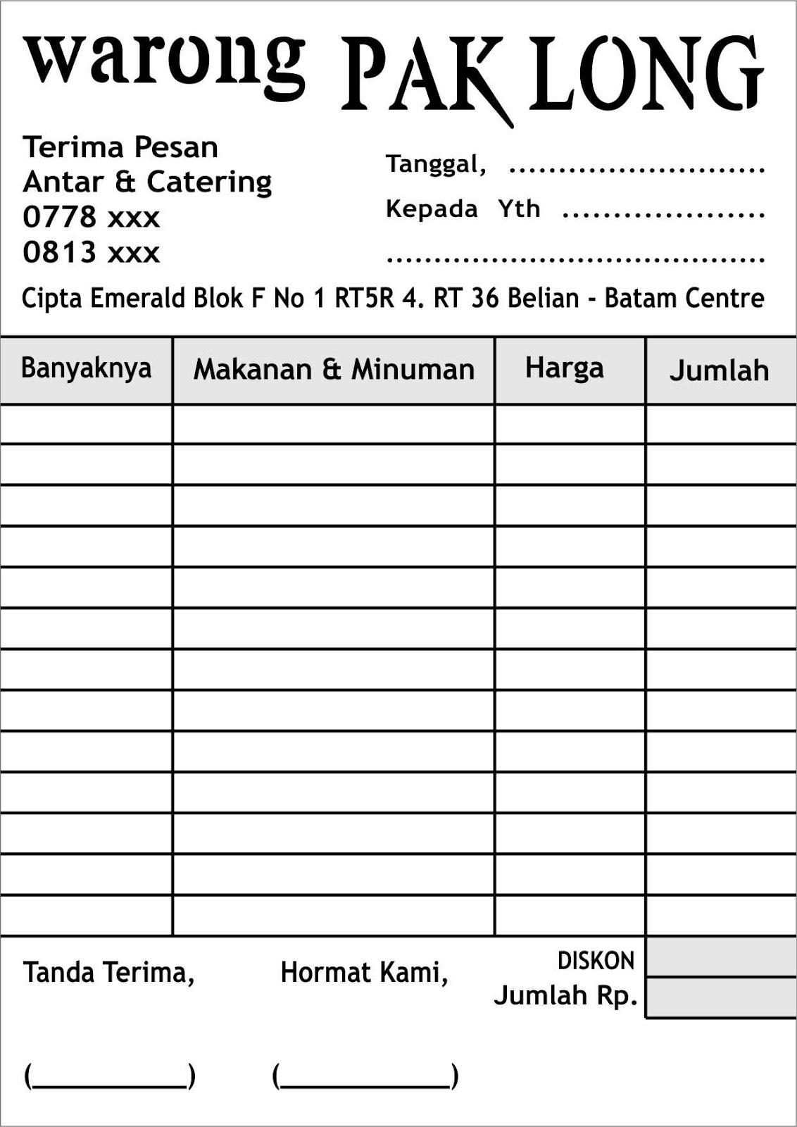 Contoh Invoice Makan Inetgrb