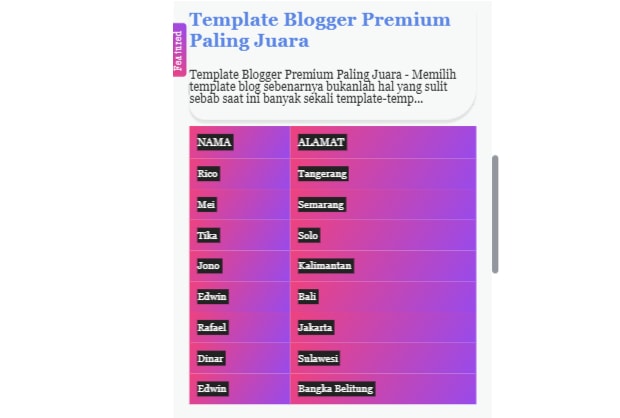 Membuat Tabel Responsive Blog Dengan Efek Linear Gradient Membuat Tabel Responsive Blog Dengan Efek Linear Gradient