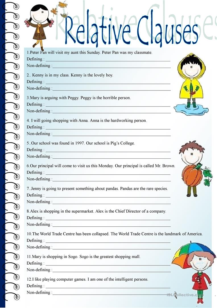 Relative Pronouns And Clauses Worksheet Pdf