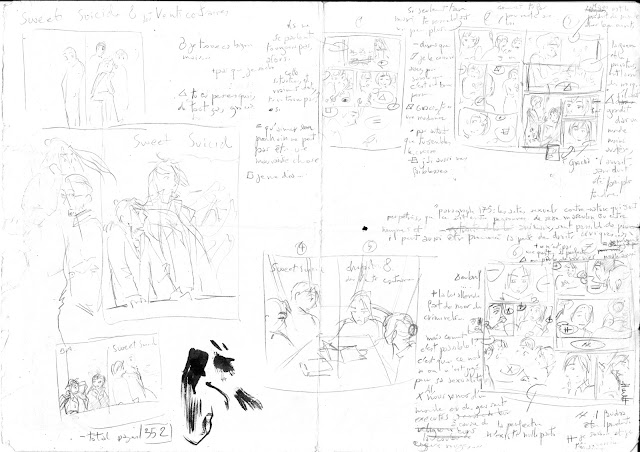 croquis et story board - Sweet Suicide - étape par étape BD