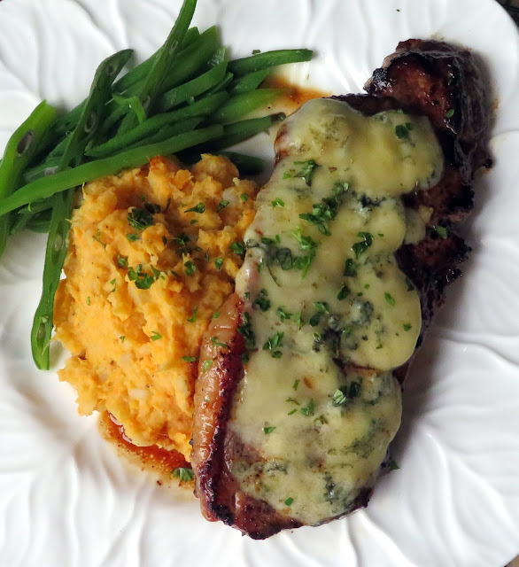 Stilton Steaks with Sweet Potato & Garlic Mash