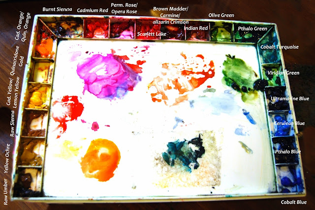 watercolor techniques and best watercolor supplies on http://schulmanart.blogspot.com/2011/06/tour-of-my-watercolor-palette.html