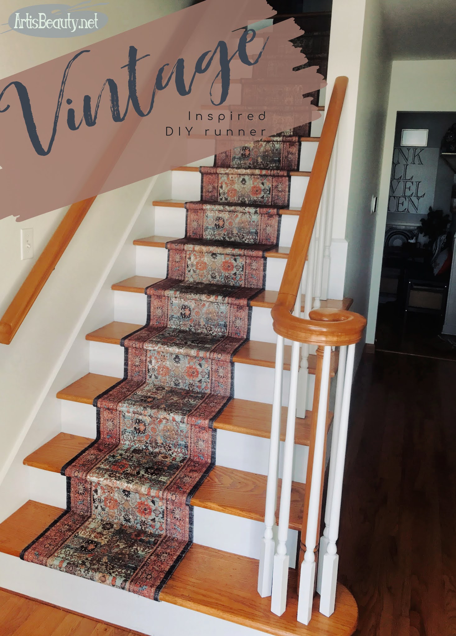 ART IS BEAUTY DIY STAIR RUNNER USING THROW RUGS. (WHAT YOU DO WHEN YOU