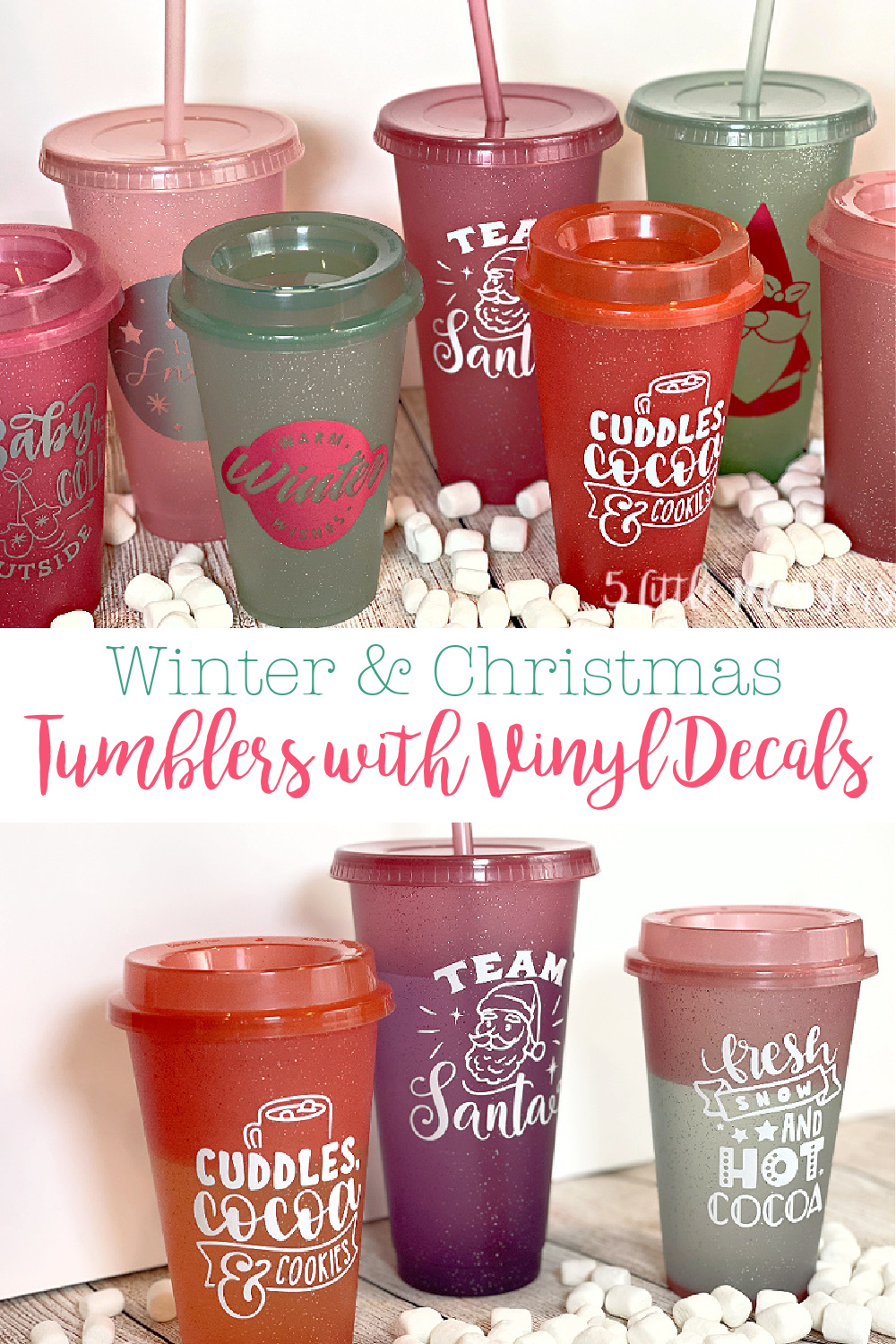 5 Little Monsters: Christmas and Winter Tumblers with Vinyl Decals
